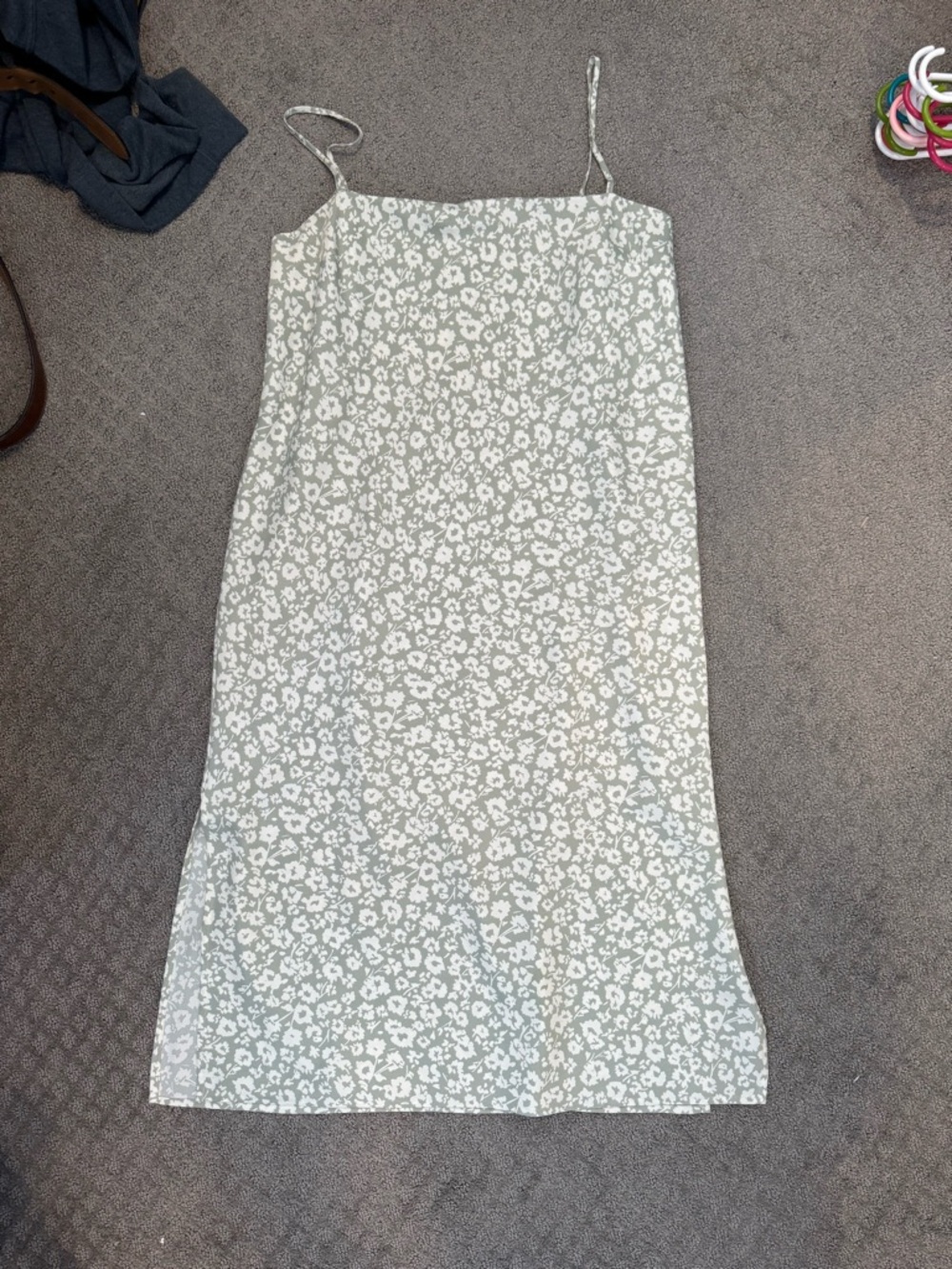 a new day Light Sage Floral Slip Midi Dress